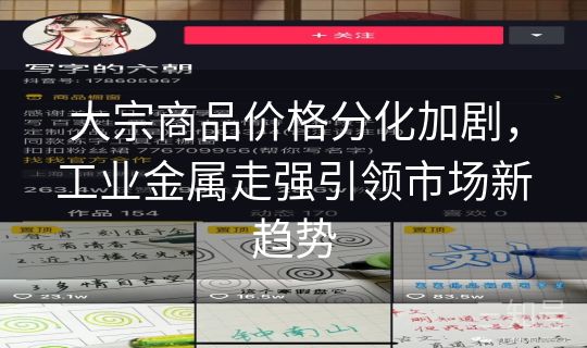 大宗商品价格分化加剧,工业金属走强引领市场新趋势 大宗商品价格分化加剧,工业金属走强引领市场新趋势