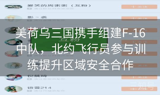 美荷乌三国携手组建F-16中队,北约飞行员参与训练提升区域安全合作 美荷乌三国携手组建F-16中队,北约飞行员参与训练提升区域安全合作