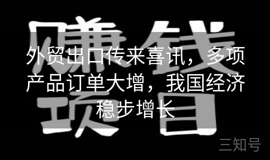 外贸出口传来喜讯，多项产品订单大增，我国经济稳步增长