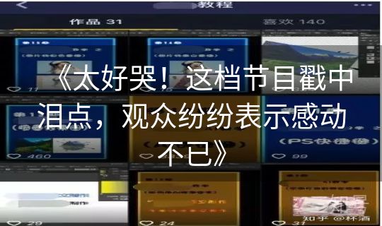 《太好哭！这档节目戳中泪点，观众纷纷表示感动不已》