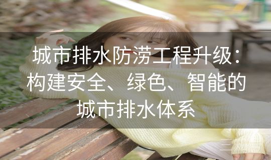 城市排水防涝工程升级：构建安全、绿色、智能的城市排水体系