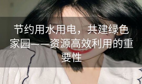 节约用水用电，共建绿色家园——资源高效利用的重要性