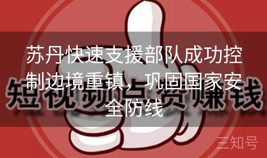 苏丹快速支援部队成功控制边境重镇，巩固国家安全防线