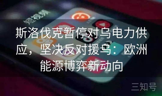 斯洛伐克暂停对乌电力供应,坚决反对援乌:欧洲能源博弈新动向 斯洛伐克暂停对乌电力供应,坚决反对援乌:欧洲能源博弈新动向
