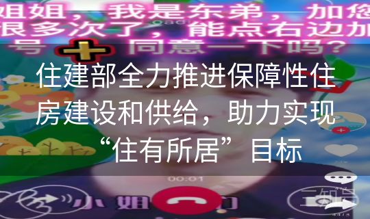 住建部全力推进保障性住房建设和供给，助力实现“住有所居”目标