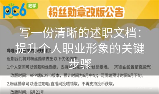 写一份清晰的述职文档：提升个人职业形象的关键步骤