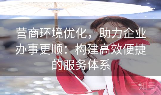 营商环境优化，助力企业办事更顺：构建高效便捷的服务体系