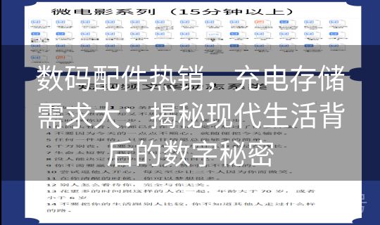 数码配件热销，充电存储需求大：揭秘现代生活背后的数字秘密
