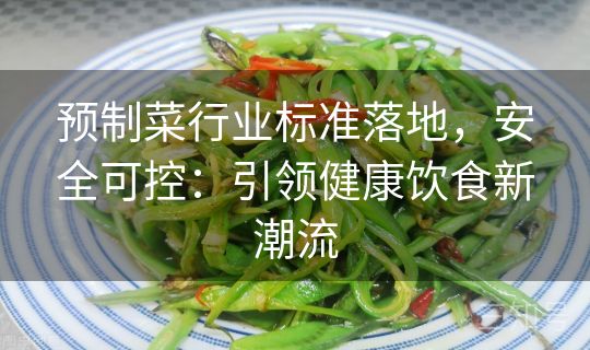 预制菜行业标准落地,安全可控:引领健康饮食新潮流 预制菜行业标准落地,安全可控:引领健康饮食新潮流