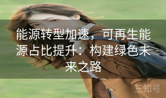 能源转型加速,可再生能源占比提升:构建绿色未来之路 能源转型加速,可再生能源占比提升:构建绿色未来之路