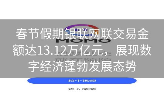 春节假期银联网联交易金额达13.12万亿元，展现数字经济蓬勃发展态势