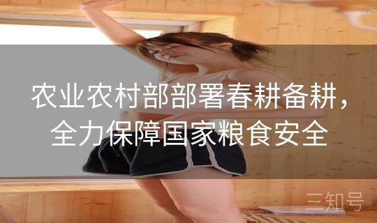 农业农村部部署春耕备耕，全力保障国家粮食安全