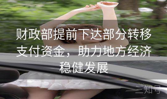 财政部提前下达部分转移支付资金，助力地方经济稳健发展