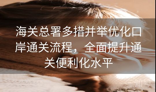 海关总署多措并举优化口岸通关流程，全面提升通关便利化水平