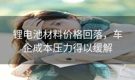 锂电池材料价格回落,车企成本压力得以缓解 锂电池材料价格回落,车企成本压力得以缓解