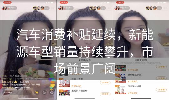 汽车消费补贴延续，新能源车型销量持续攀升，市场前景广阔