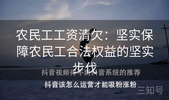 农民工工资清欠：坚实保障农民工合法权益的坚实步伐