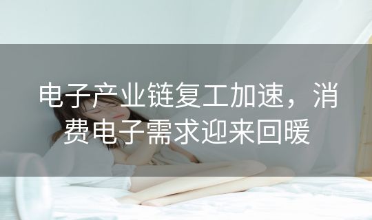 电子产业链复工加速，消费电子需求迎来回暖