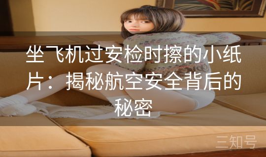 坐飞机过安检时擦的小纸片：揭秘航空安全背后的秘密
