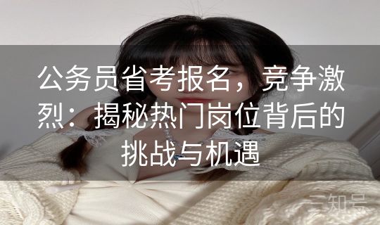 公务员省考报名，竞争激烈：揭秘热门岗位背后的挑战与机遇
