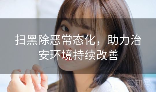 扫黑除恶常态化，助力治安环境持续改善