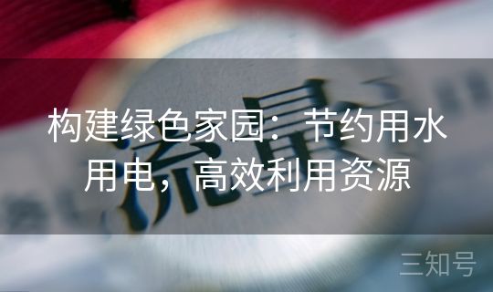 构建绿色家园：节约用水用电，高效利用资源