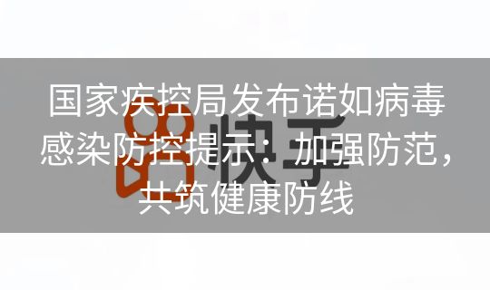 国家疾控局发布诺如病毒感染防控提示:加强防范,共筑健康防线 国家疾控局发布诺如病毒感染防控提示:加强防范,共筑健康防线