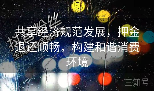 共享经济规范发展，押金退还顺畅，构建和谐消费环境