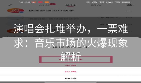 演唱会扎堆举办，一票难求：音乐市场的火爆现象解析